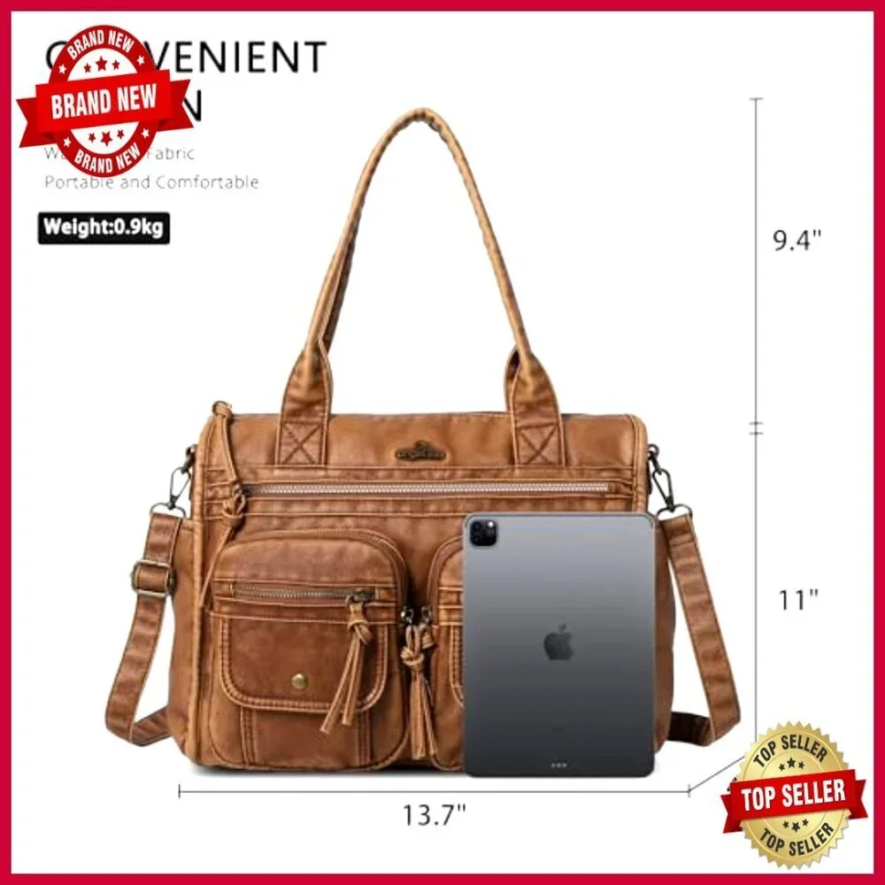 Soft Leather Hobo Bag with Adjustable Strap, Large Capacity Tote